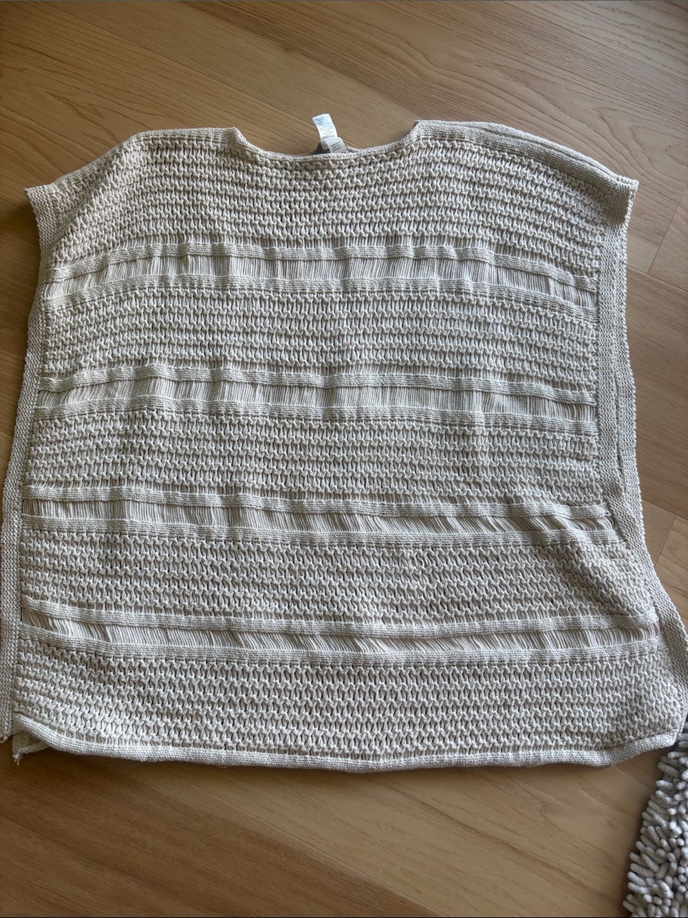 J. Jill Cream Open-Knit Short Sleeve Top/ Cape